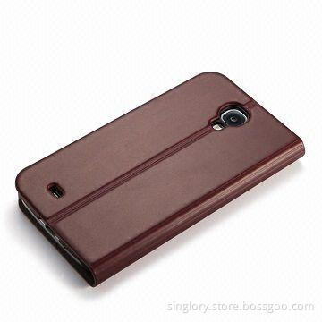 PU Leather Phone Case for Samsung Galaxy S4, Standing Function, Credit Card Slot